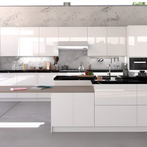 high gloss white kitchen cabinet
